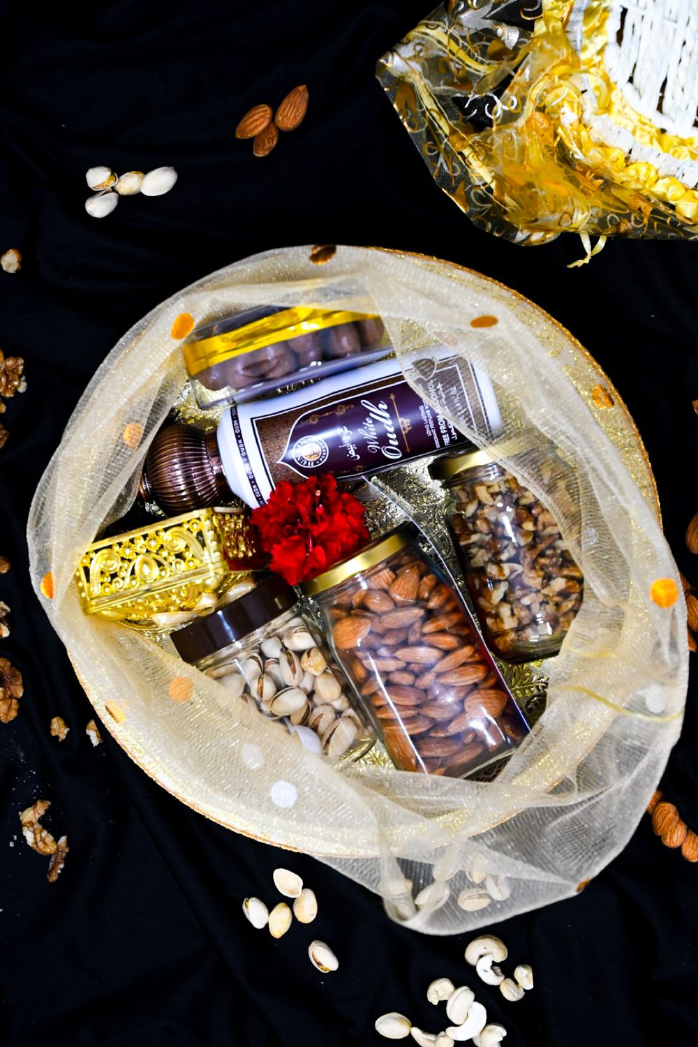Premium Diwali Gift Basket with Dry Fruits, Chocolate &amp; Perfume