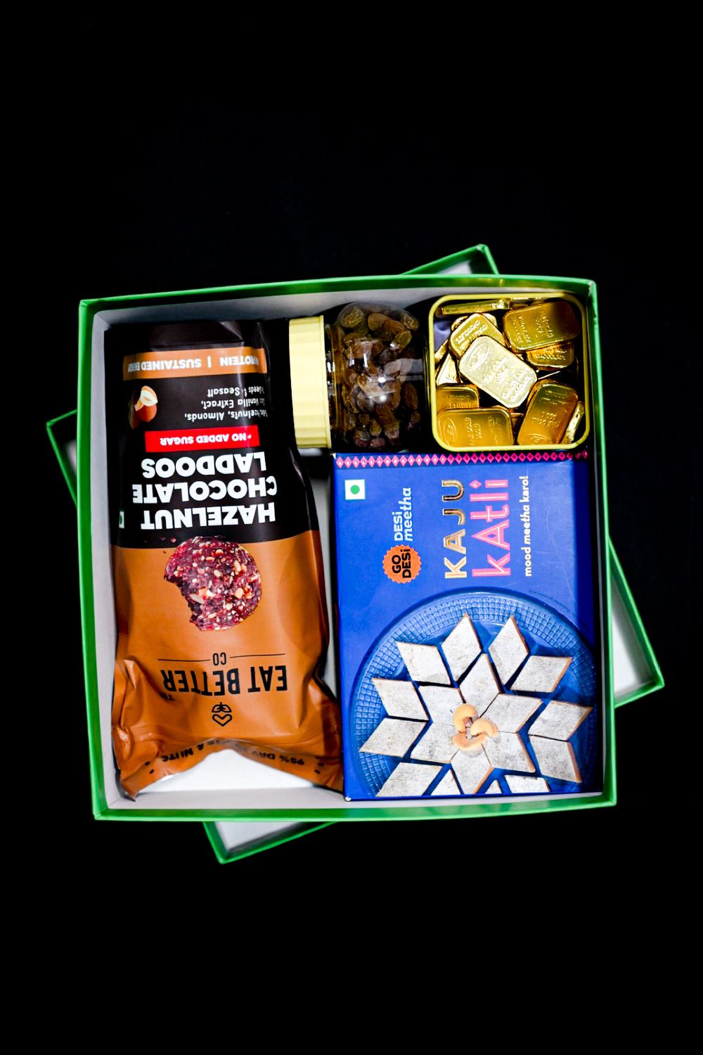 Elite Diwali Gift Box with Sweets, Golden Chocolate &amp; Dry Dates