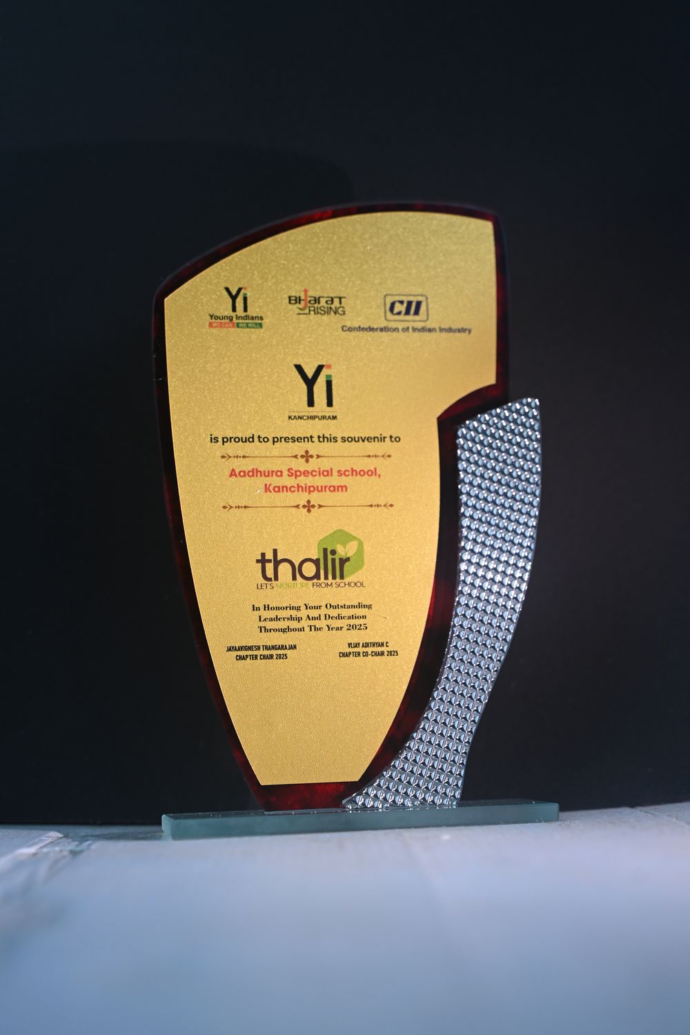 Luxury Acrylic Award with Golden Sheet Engraving – Custom Corporate Trophy for Premium Recognition