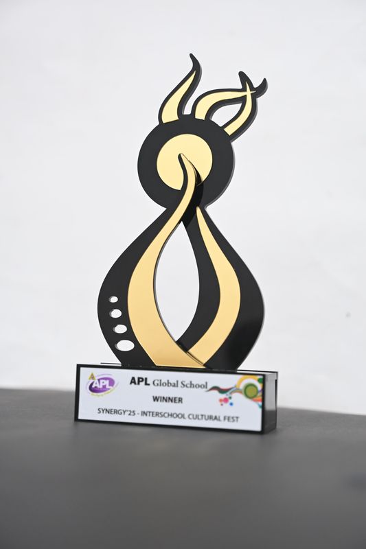 Premium Customized Cultural Fest Trophy – Black &amp; Gold Designer Award
