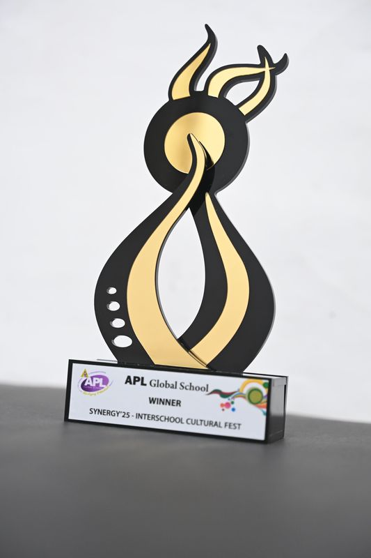 Premium Customized Cultural Fest Trophy – Black &amp; Gold Designer Award