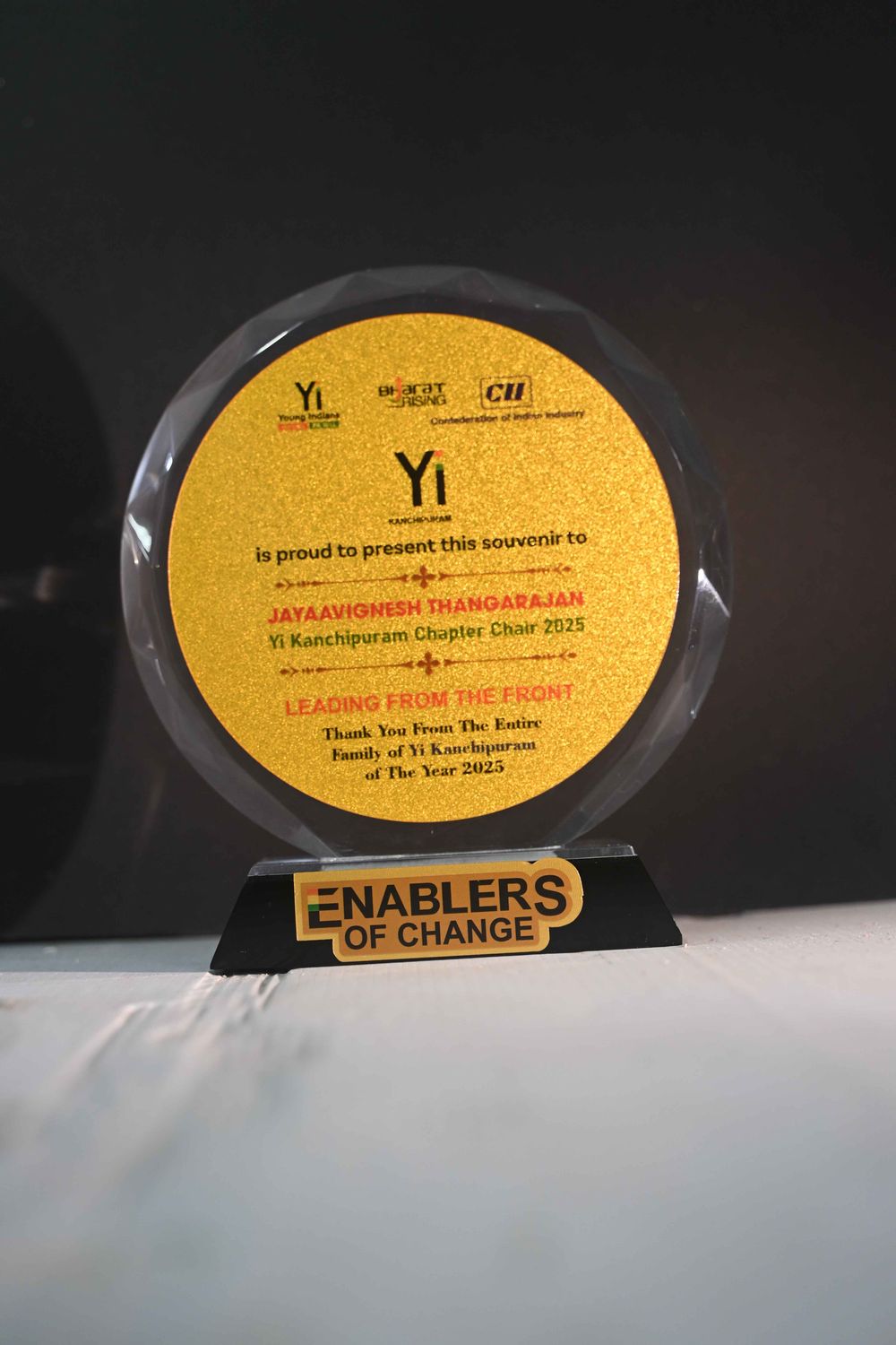 Premium Crystal Recognition Award with Gold Engraved Plate