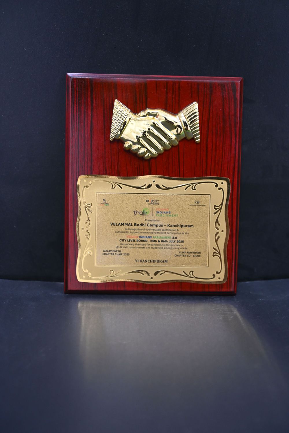 Premium Wooden Recognition Plaque with Gold Engraved Plate – Customized Appreciation Award