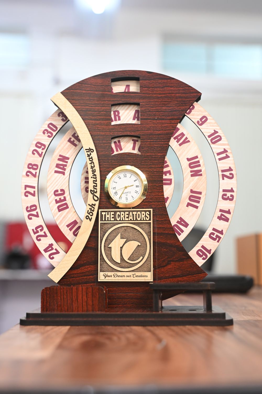 Wooden Lifetime Calendar – Perpetual Wooden Desk Calendar for Office &amp; Home Decor