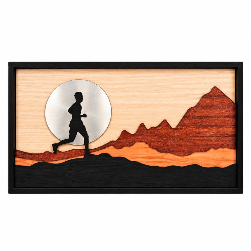 Premium Wooden Runner Silhouette Wall Art