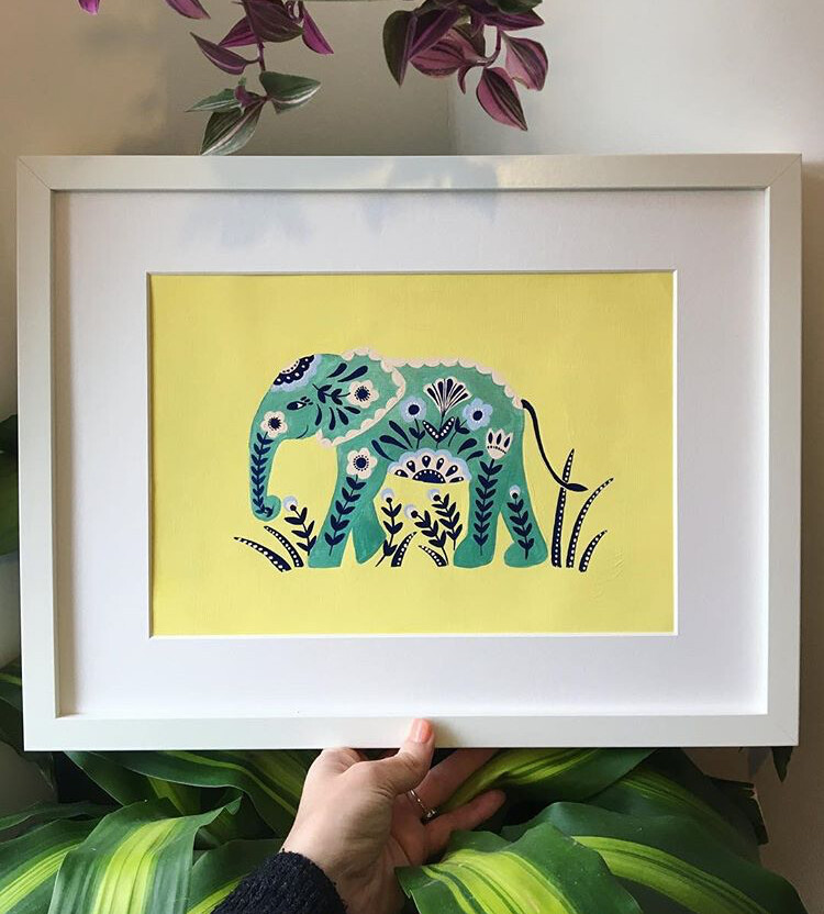 Original folk elephant painting