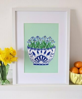 Iris Blue Pot Print