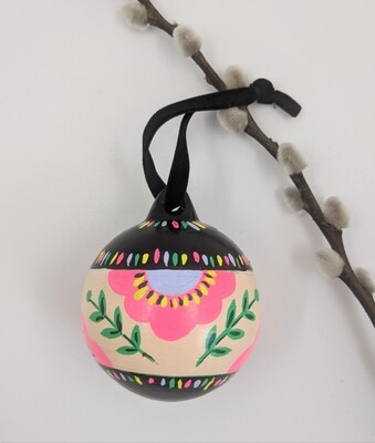 Ceramic hand painted folky bauble