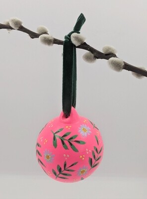 Ceramic hand painted bauble neon pink