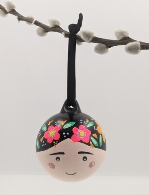 Ceramic hand painted bauble folk dolly