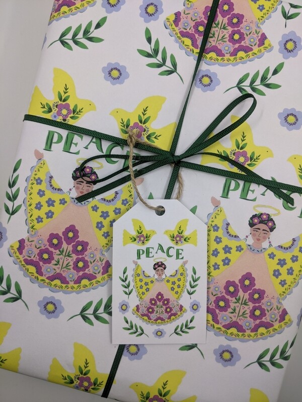3 sheets of A2 christmas wrapping paper & 6 tags 