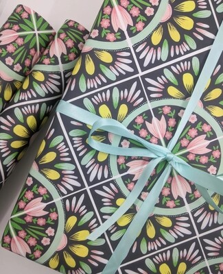 3 sheets of A2 size folky wrapping paper