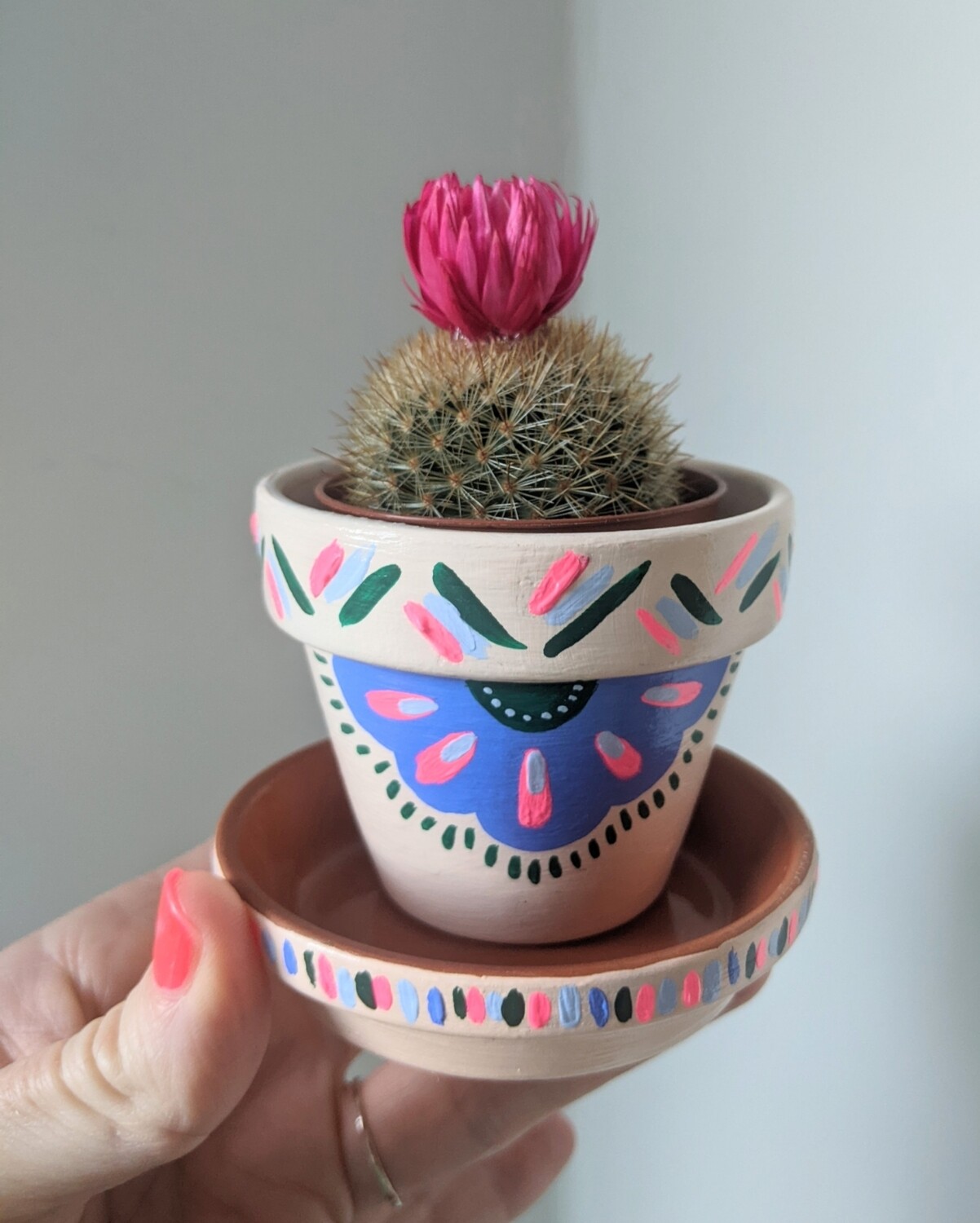 Mini hand painted plant pot