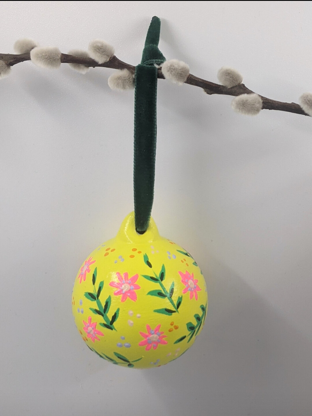 Ceramic hand painted bauble yellow