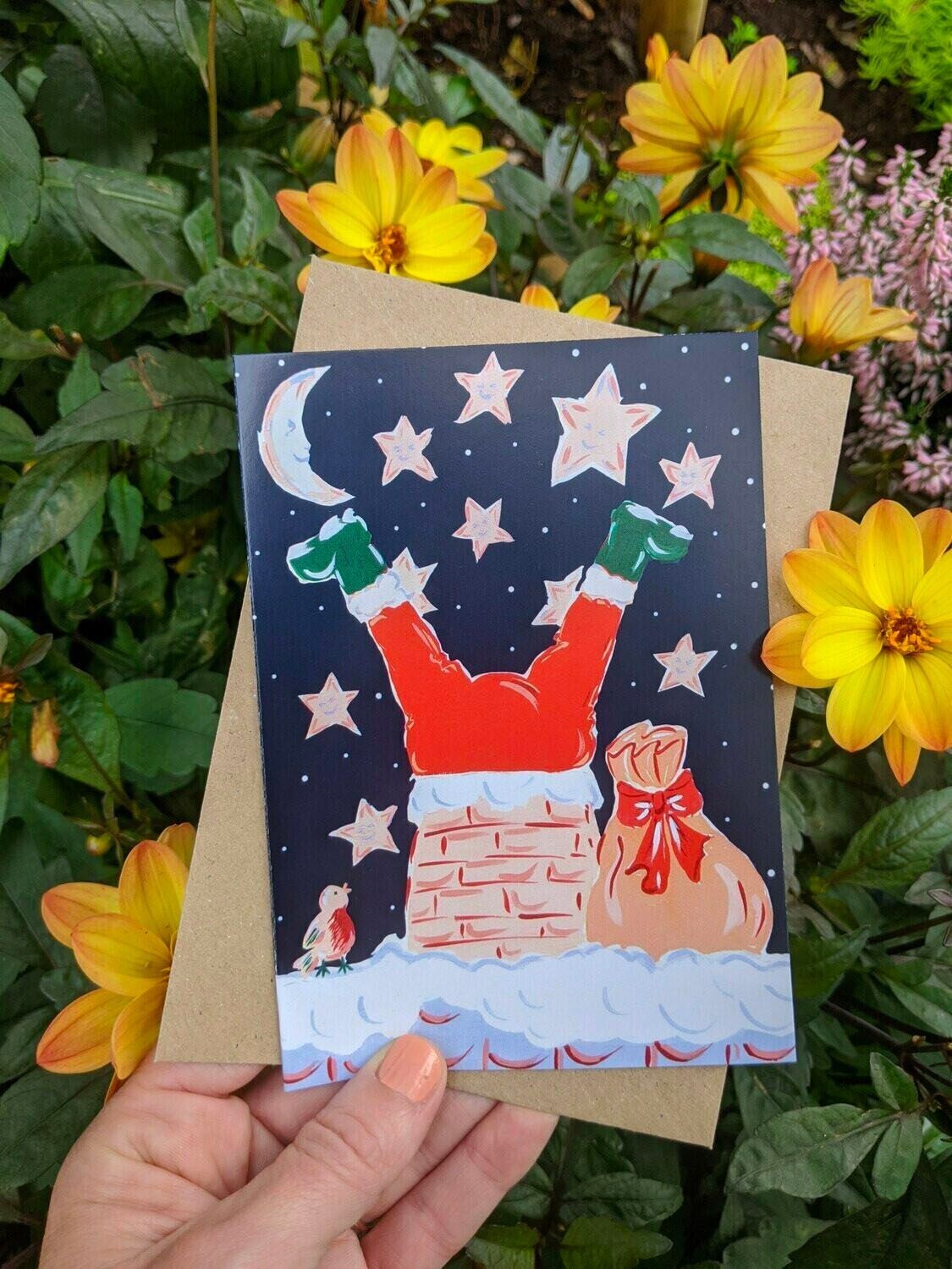 Santa stuck down chimney