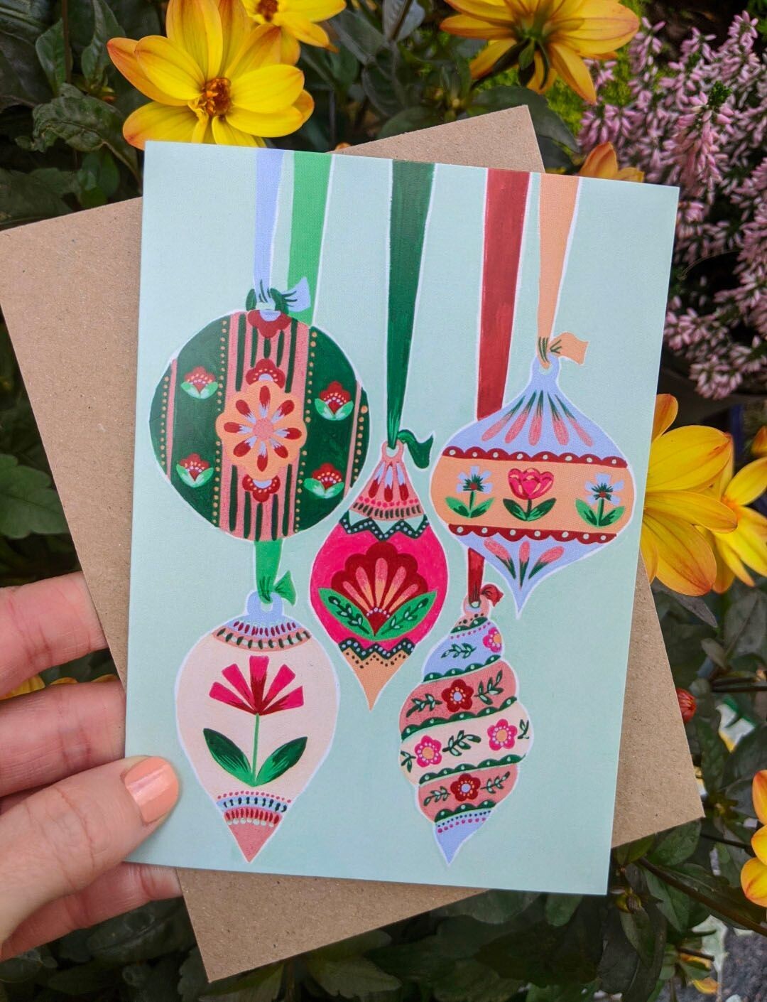 Folk pattern baubles