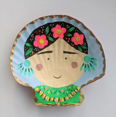 Hand painted Frida shell trinket dish