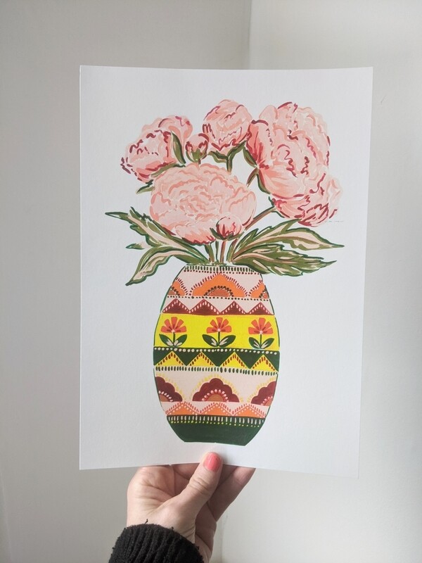 Peony giclee print with small mark