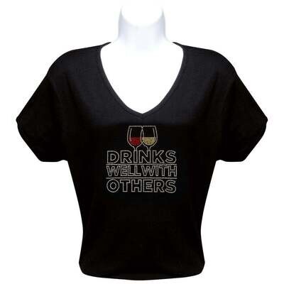 Drinks Well With Others - Blk rhinestones