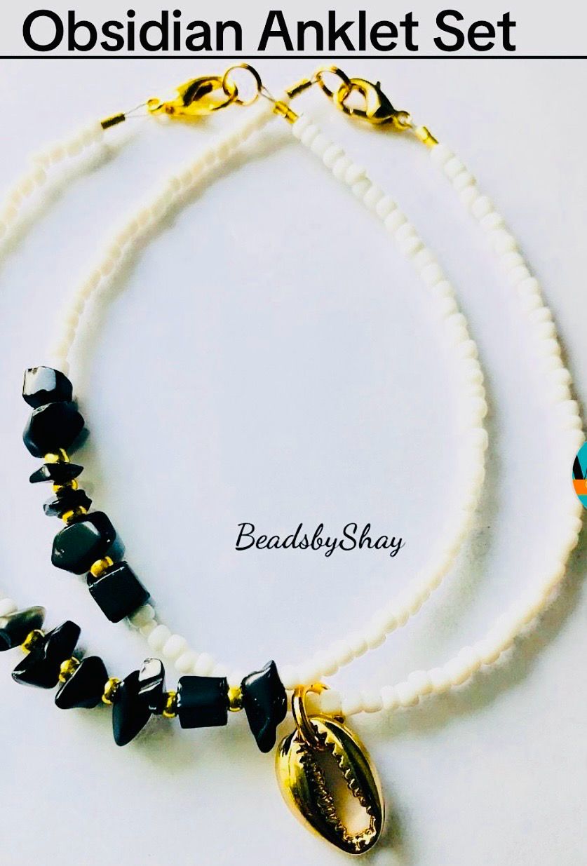 Obsidian Anklet Set