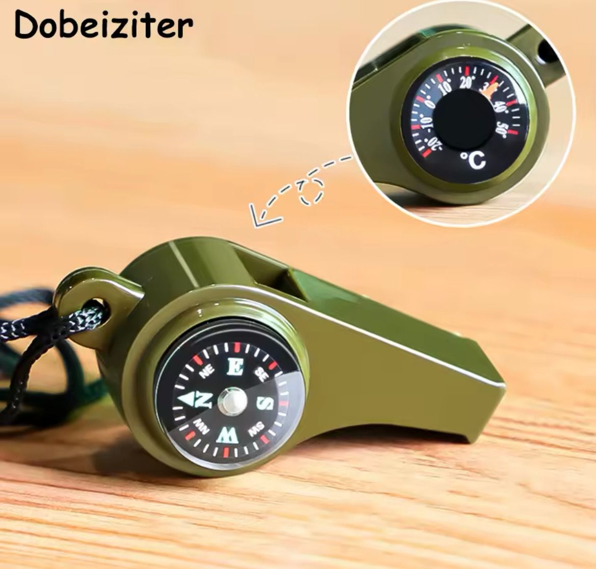 Emergency Rescue Whistle with Compass Thermometer