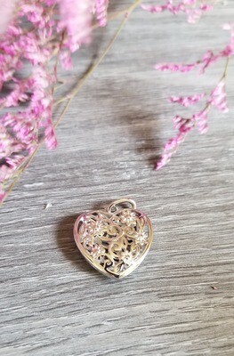 Sterling Silver Flowered Heart