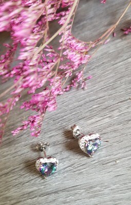 Sterling Silver Heart Shape Rainbow