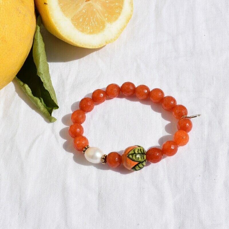 Orange Jade with Handpainted Orange