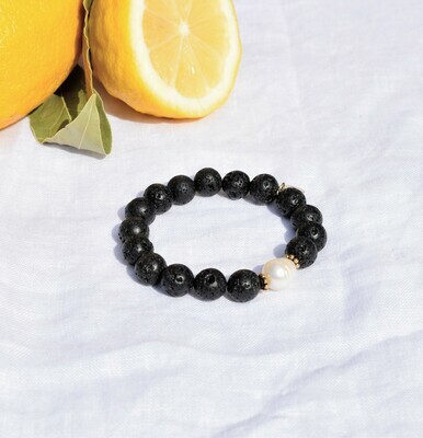 Black Lava with Freshwater Pearl