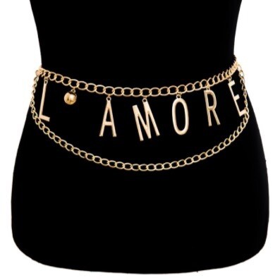 L&#39;Amore Gold Chain Link Belt