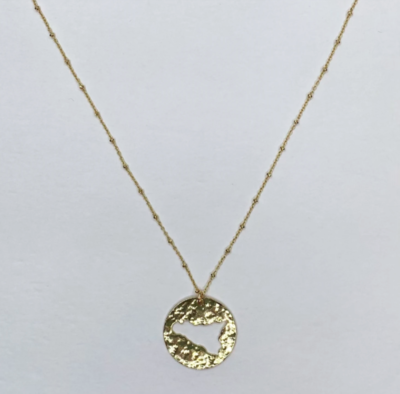 Sicily Outline Small Hammered Gold Necklace