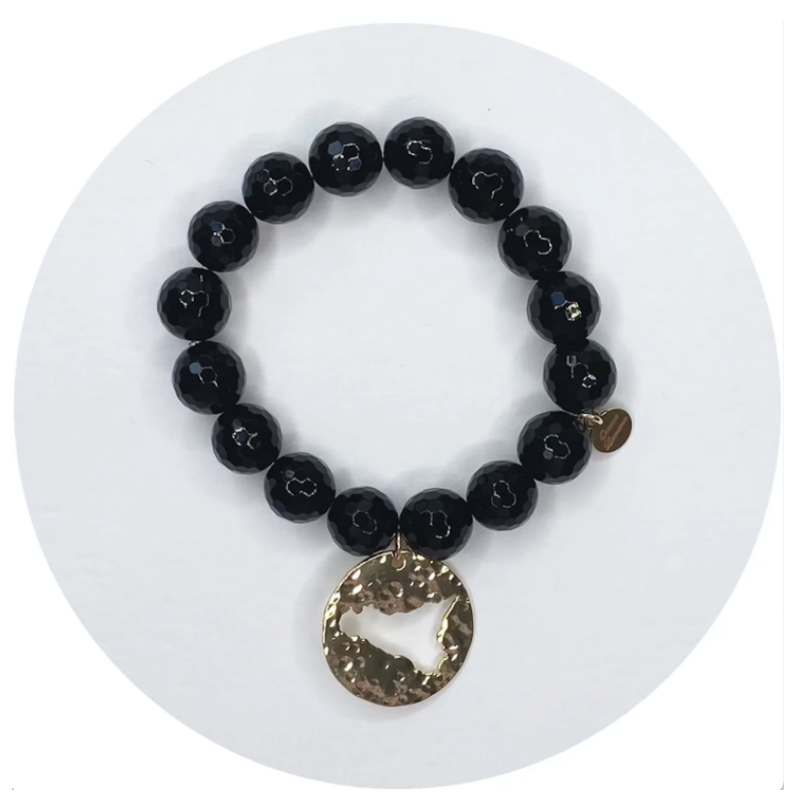 Black Onyx with Hammered Gold Sicily Pendant