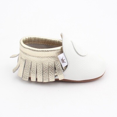 Classic Moccasins  - White / Gold
