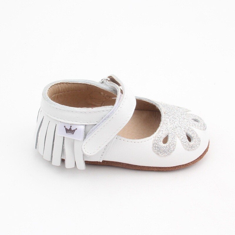 Moccasins - Mary Jane Sparkle - White