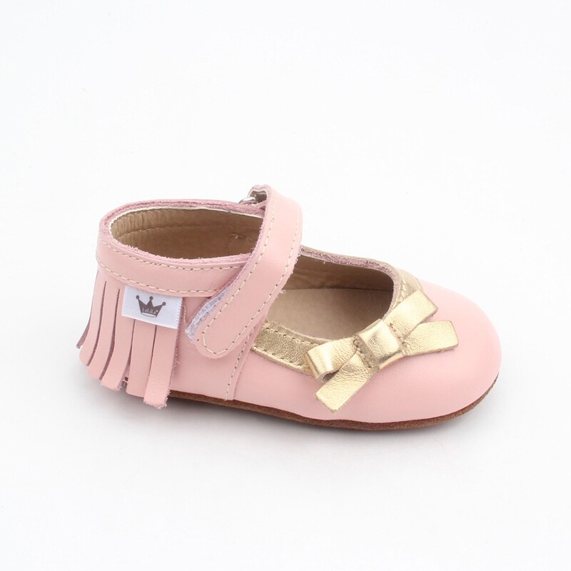 Moccasins - Mary Jane Bow - Pink