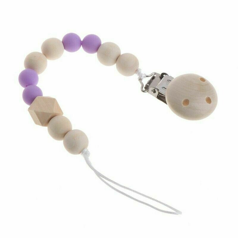 Pacifier Clip Wood - Purple