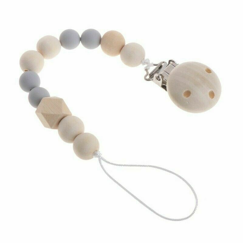 Pacifier Clip Wood - Grey