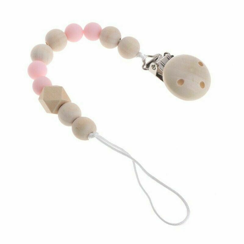 Pacifier Clip Wood - Pink