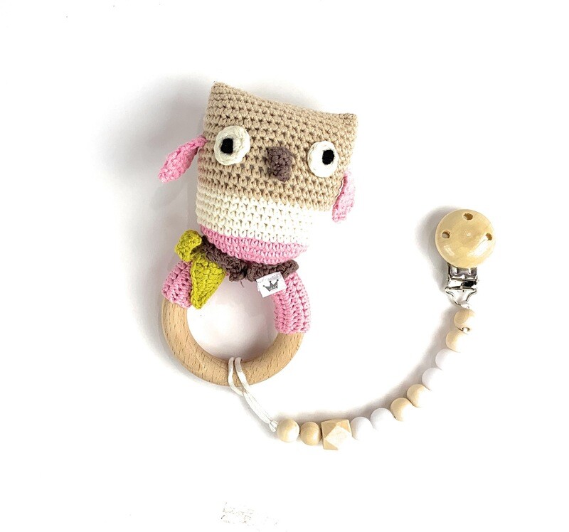 Owl w. Pacifier Clip
