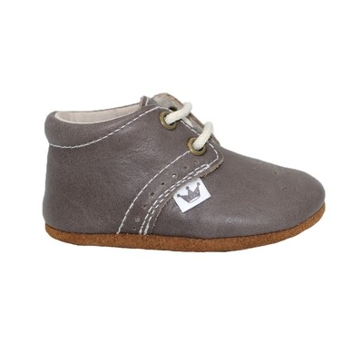 Oxford Lace-up Leather Shoes - Grey with dots