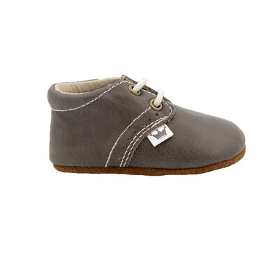 Oxford Lace-up Leather Shoes - Grey