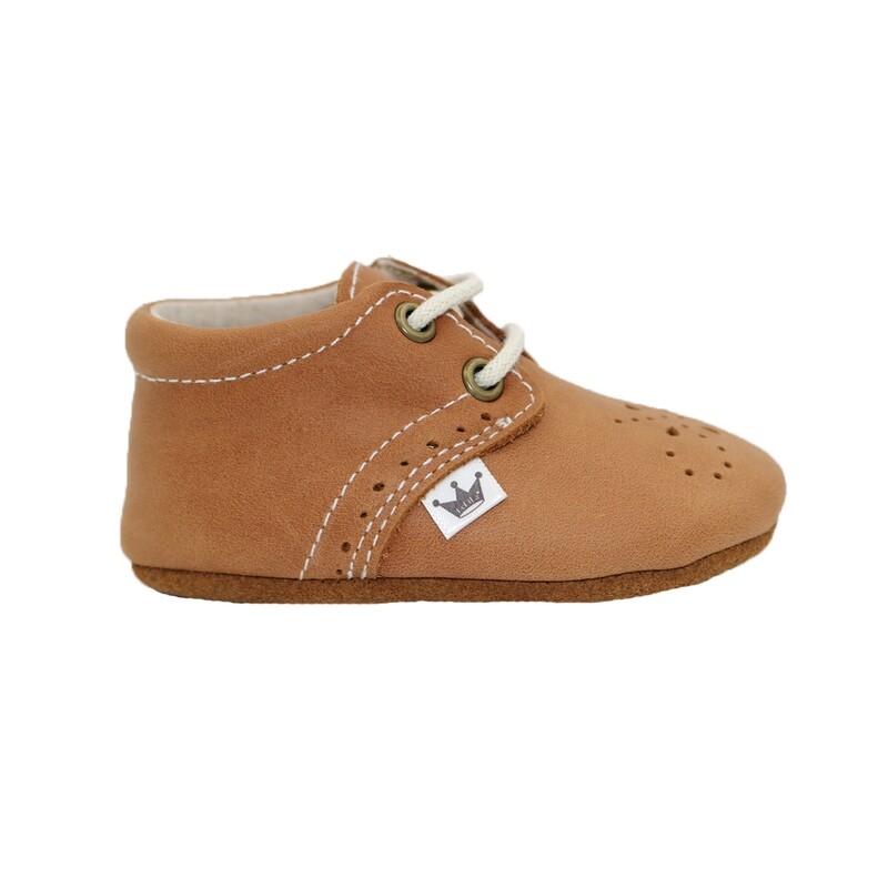Oxford Lace-up Leather Shoes - Brown with dots