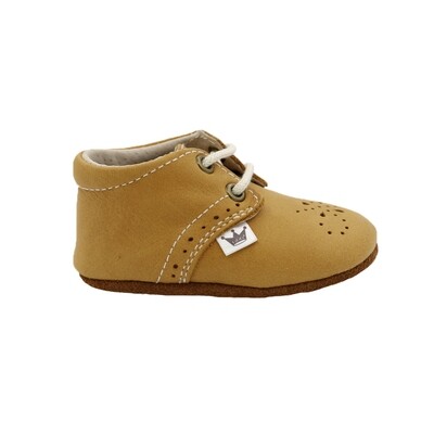 Oxford Lace-up Leather Shoes - light brown with dots
