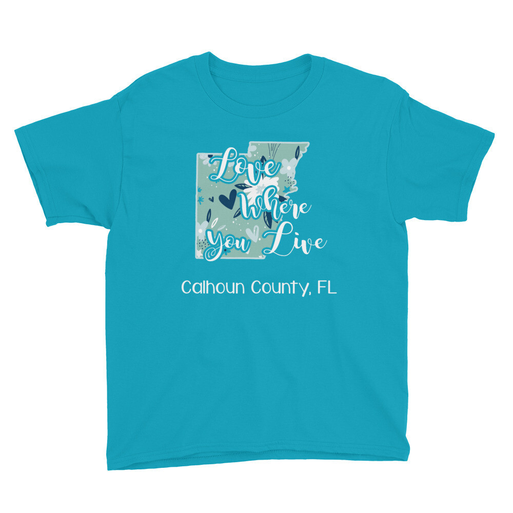 Love Where You Live Youth Tee (multiple colors available), Color: Caribbean Blue, Size: XS
