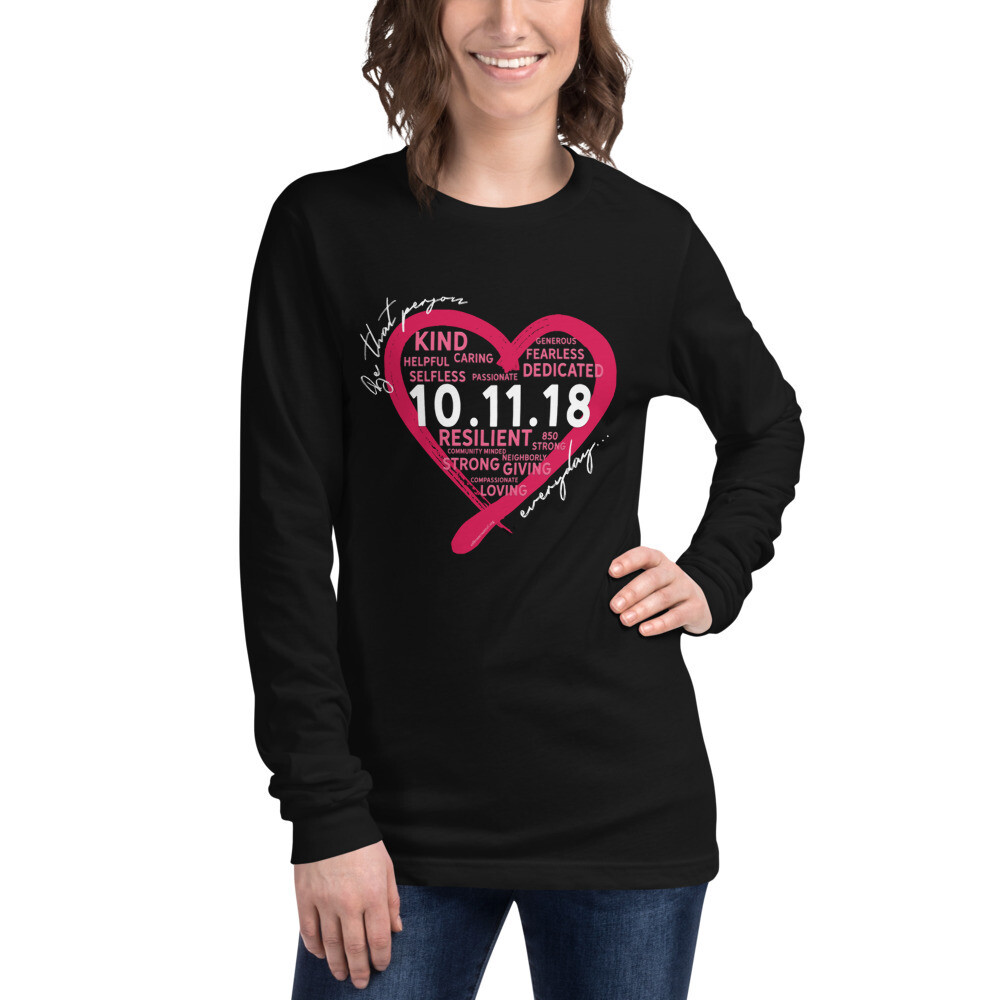 10.11.18 Long Sleeve Tee (multiple colors available), Color: Black, Size: XS