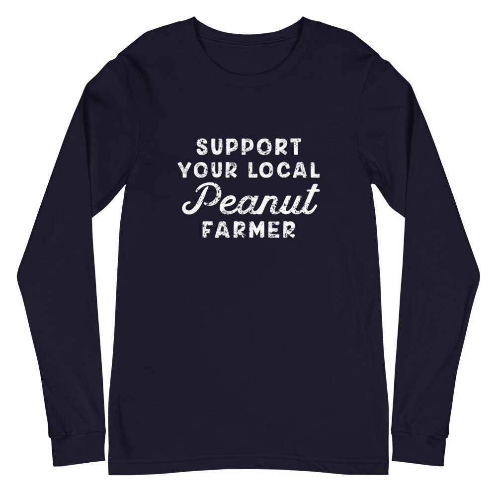 Support Peanut Farmers Unisex Long Sleeve Tee (multiple colors available), Color: Navy, Size: XS