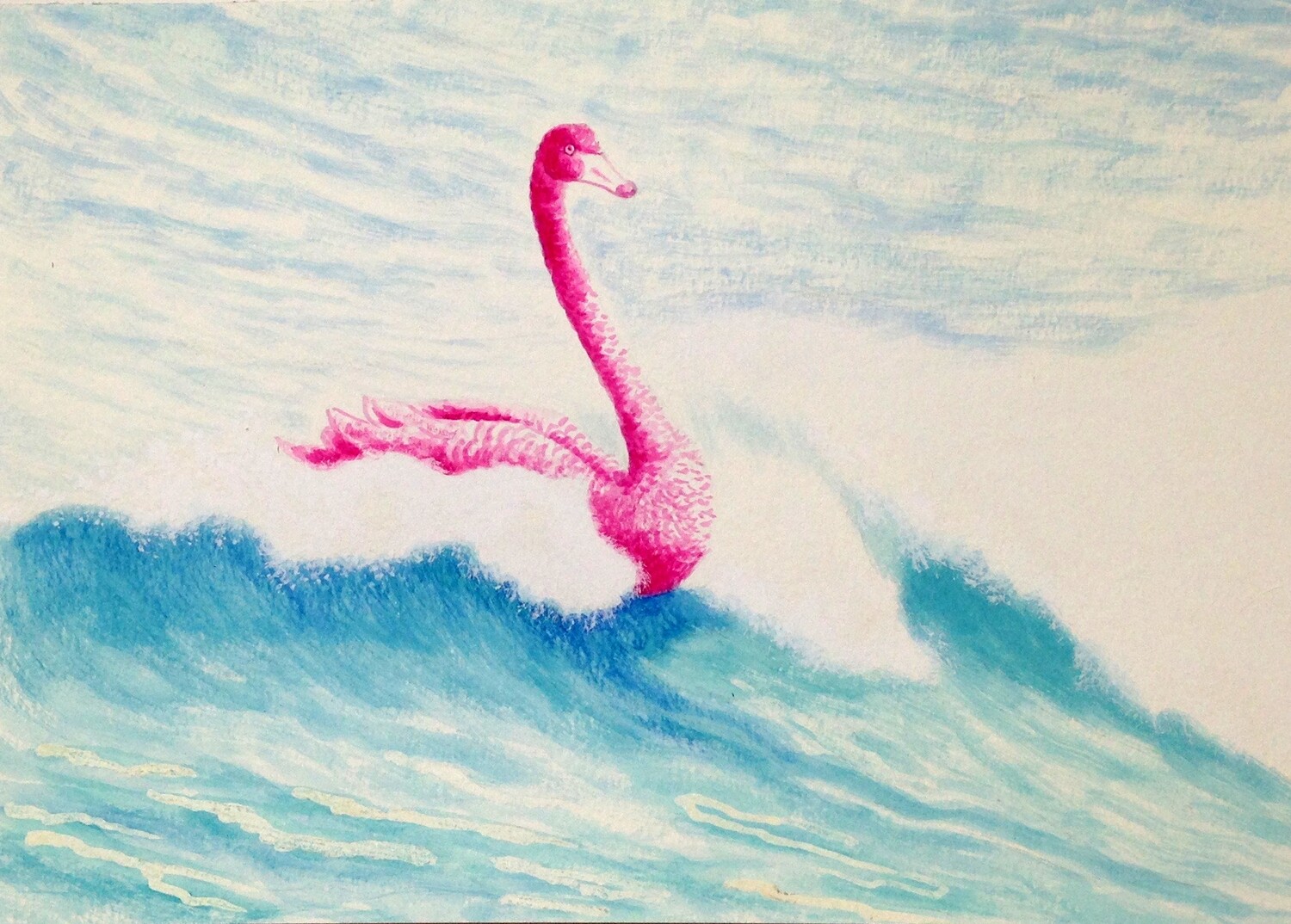 'Free Ride' from the watercolour series: 'Pink Swan Event'. 'Free Ride' from the watercolour series: 'Pink Swan Event'.