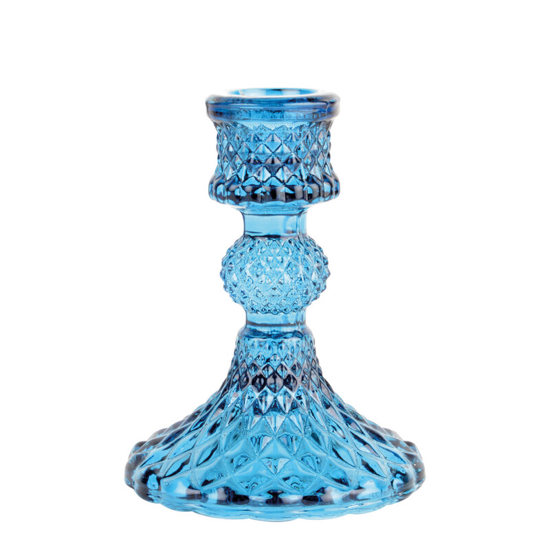 Grand Illusions Blue Harlequin Candlestick