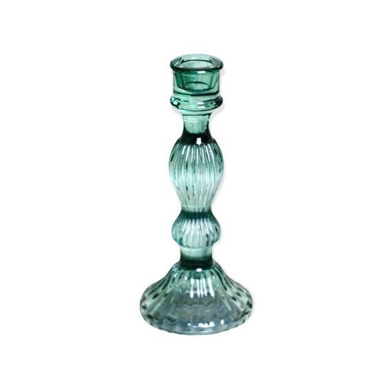 Grand Illusions Green Bella Glass Candleholder