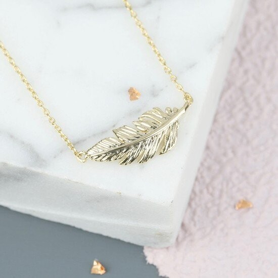 Lisa Angel Gold Feather Necklace